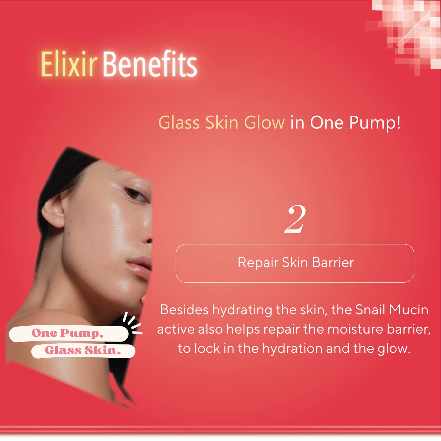 Yu Bu Glass Skin Elixir, Watermelon Serum, Korean Skincare, Ginseng, Snail Mucin, Niacinamide, Centella, Hyaluronic Acid, 15 ml