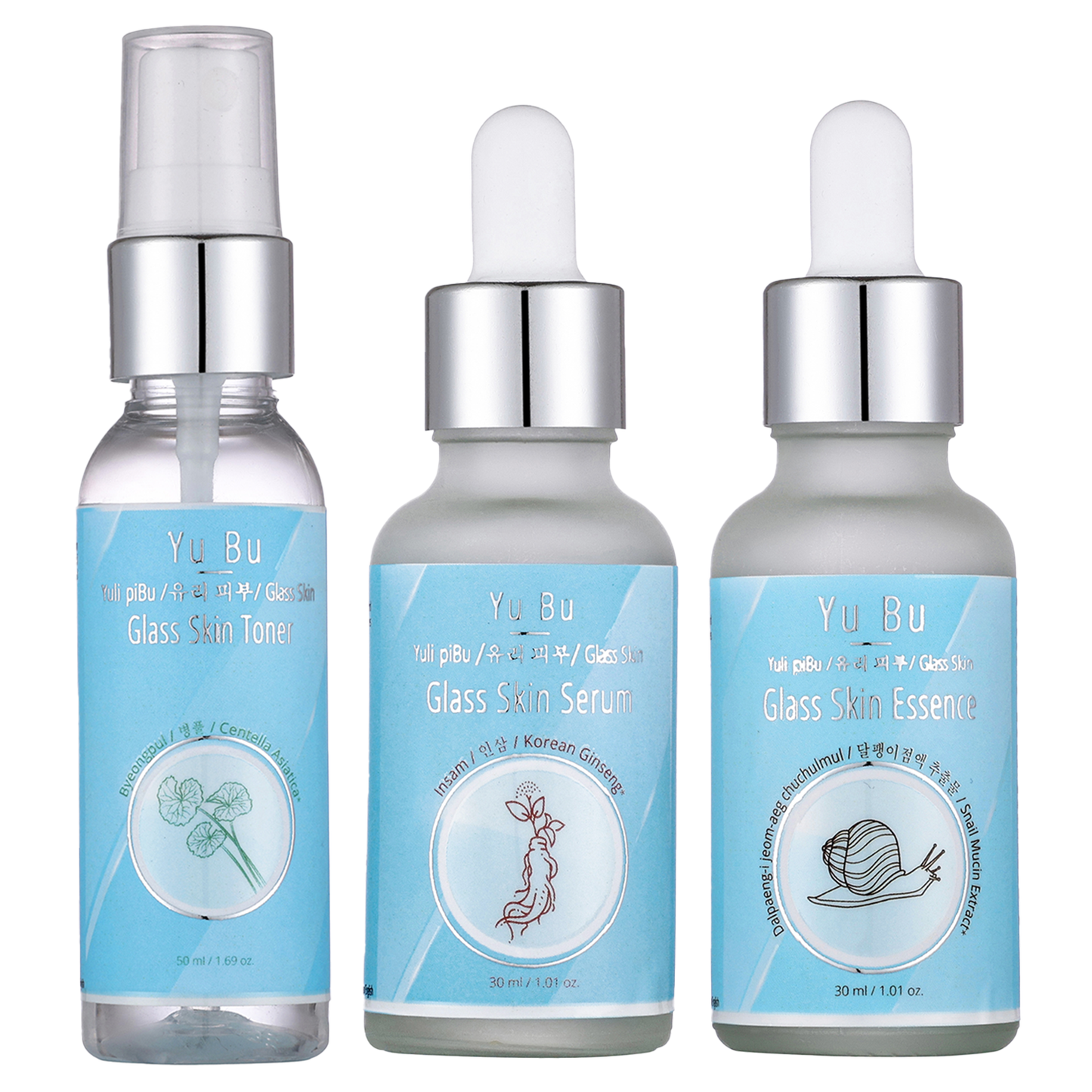 Yu Bu Glass Skin Pack | TONER. ESSENCE. SERUM | 3 Step Glass Skin